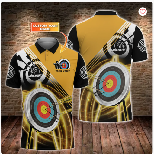 Personalized With Name Yellow Archery T Shirts, Custom 3D Archery Shirts, Gift For Archery Lover